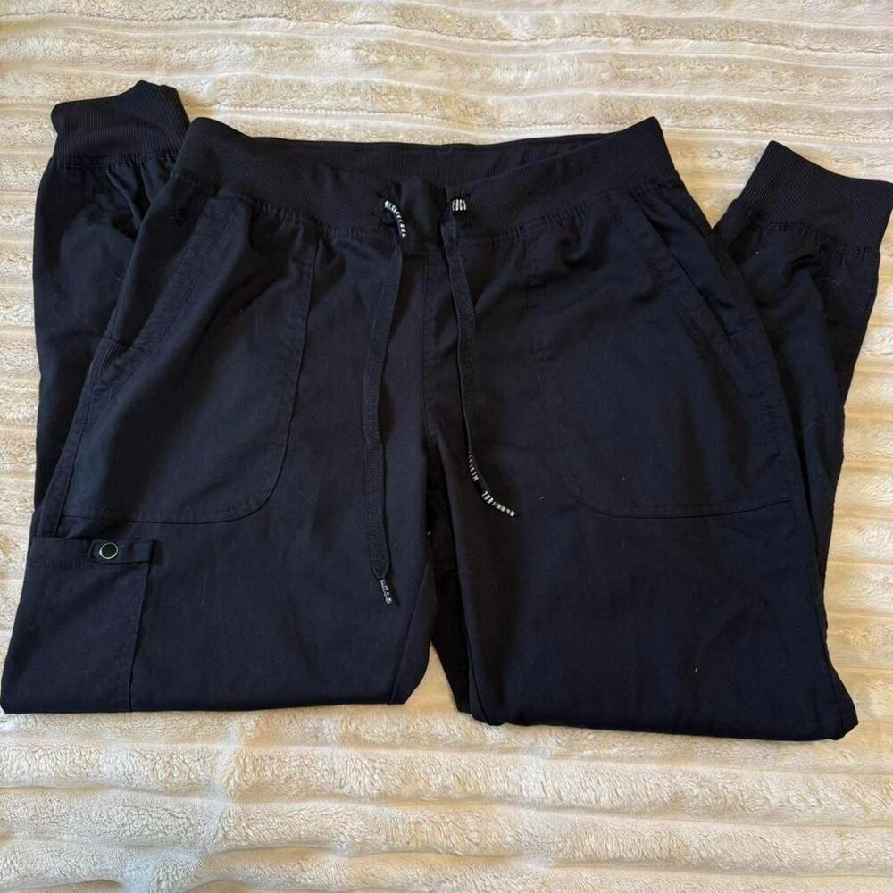 Med Couture Touch Women’s Jogger Yoga Pant Scrubs Black Medium EUC